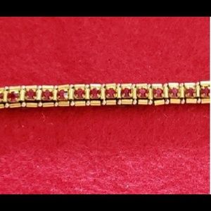 Handcrafted 7" Princess Kate Red Rhinestone Bracelet